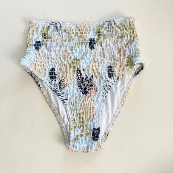 NWOT Charlie Holiday Smocked High Waisted Sky Motif Bikini Bottoms Sz XS - Picture 1 of 5
